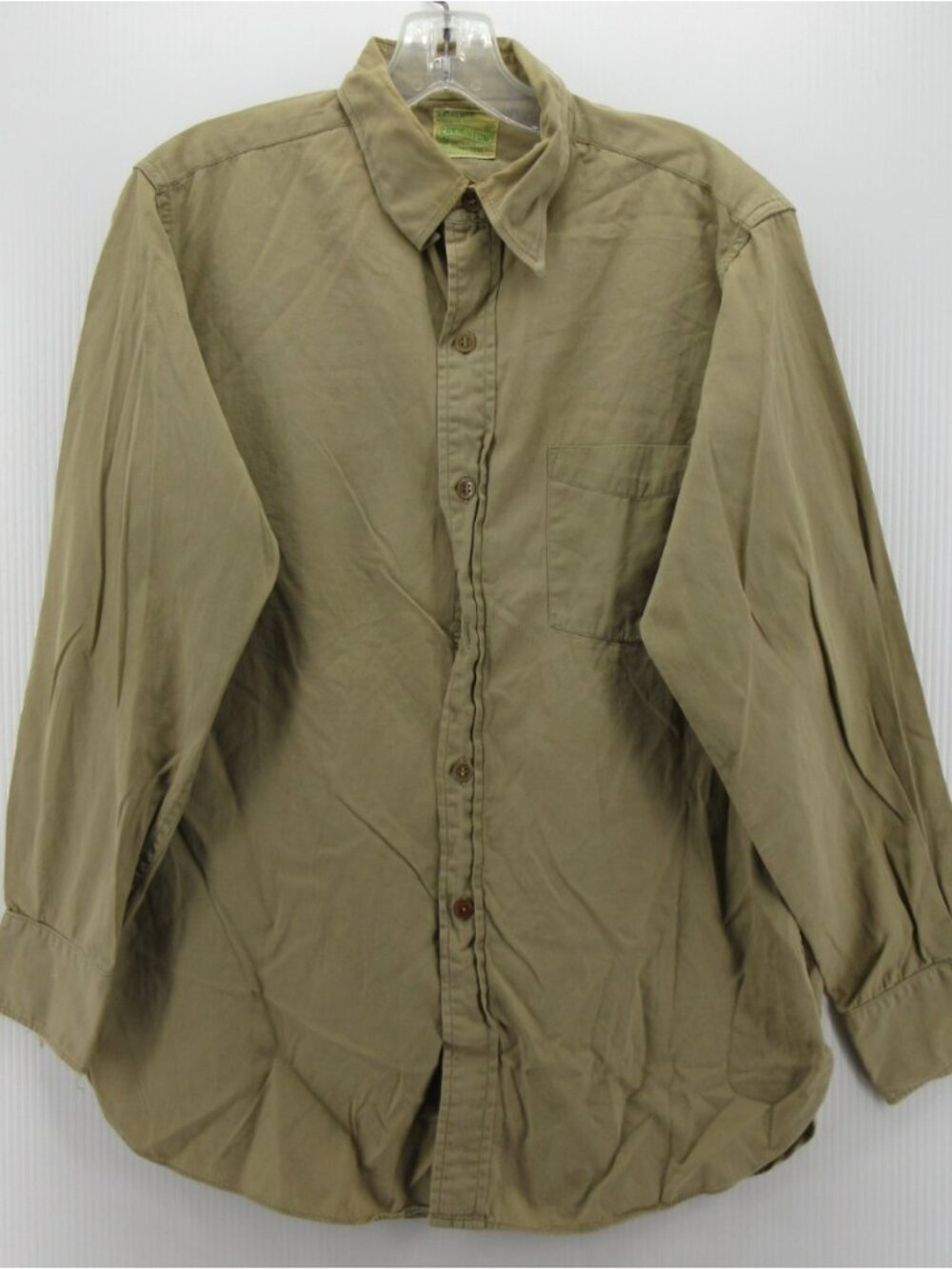 VINTAGE Creighton Shirt Large Khaki Sanforized Poplin Uniform 50s 60s*